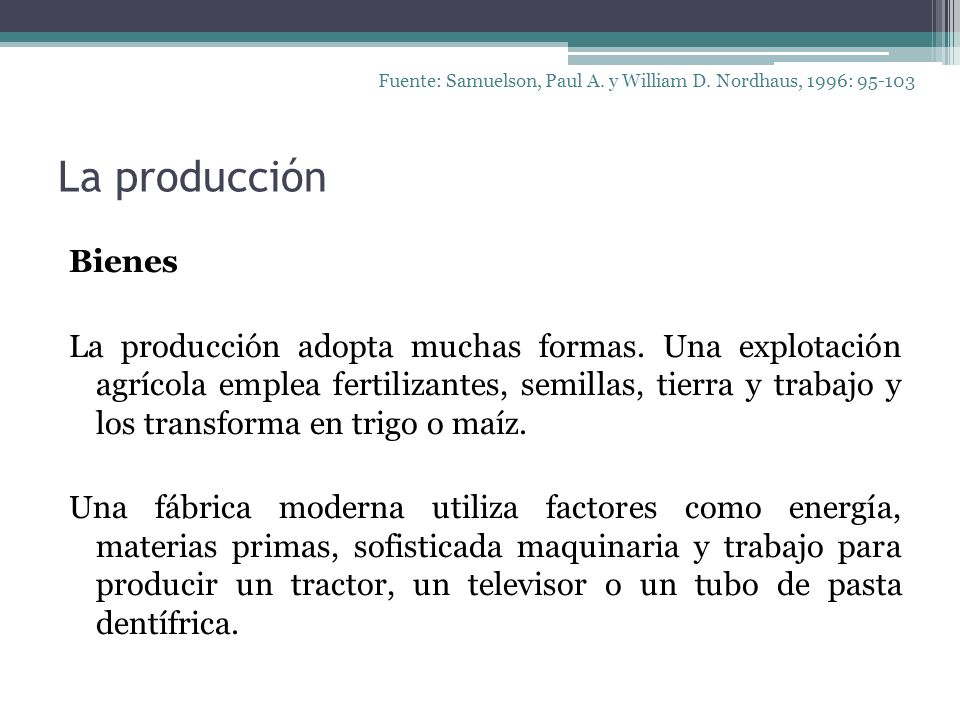 Fuente: Samuelson, Paul A. y William D. Nordhaus, 1996: