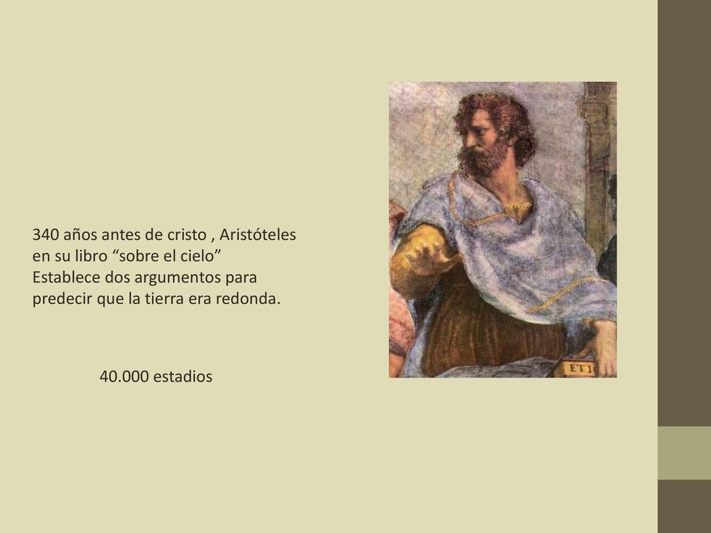 340 años antes de cristo , Aristóteles en su libro sobre el cielo