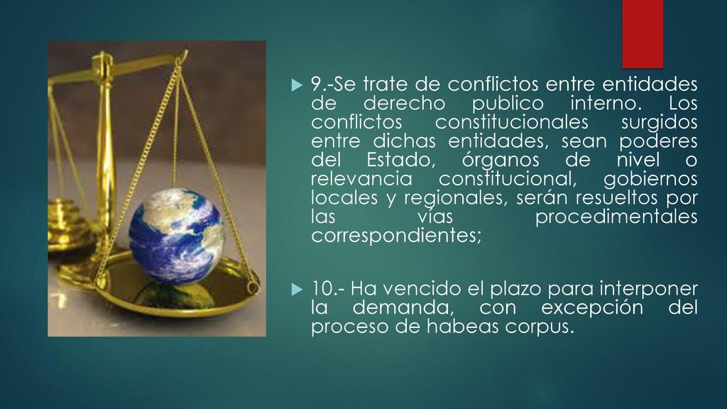 9. -Se trate de conflictos entre entidades de derecho publico interno