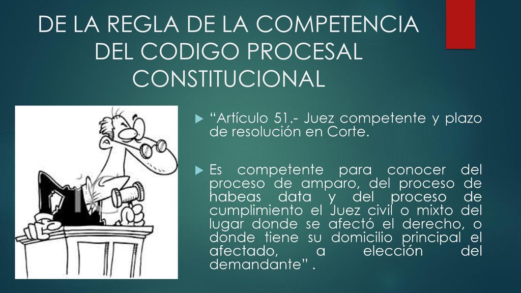DE LA REGLA DE LA COMPETENCIA DEL CODIGO PROCESAL CONSTITUCIONAL
