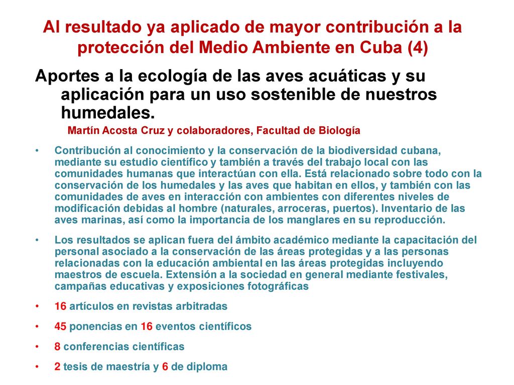 Al resultado ya aplicado de mayor aporte al desarrollo social (4)