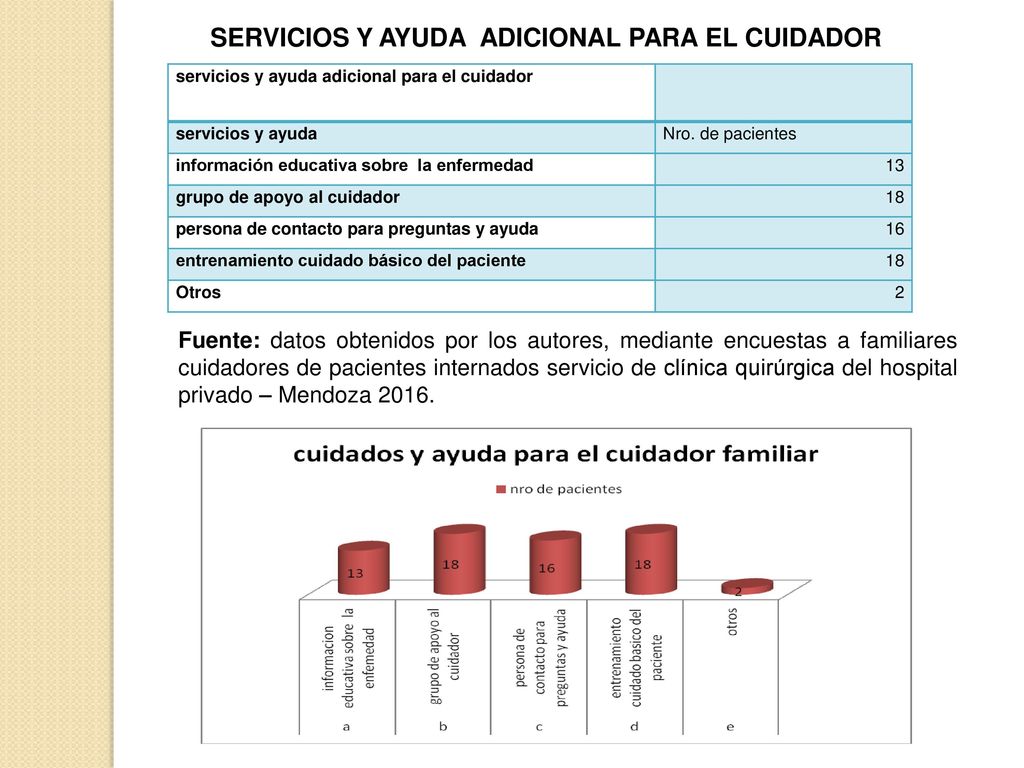 SERVICIOS Y AYUDA ADICIONAL PARA EL CUIDADOR