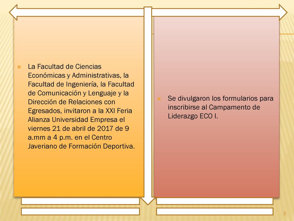 La Facultad de Ciencias Económicas y Administrativas, la Facultad de Ingeniería, la Facultad de Comunicación y Lenguaje y la Dirección de Relaciones con Egresados, invitaron a la XXI Feria Alianza Universidad Empresa el viernes 21 de abril de 2017 de 9 a.mm a 4 p.m. en el Centro Javeriano de Formación Deportiva.