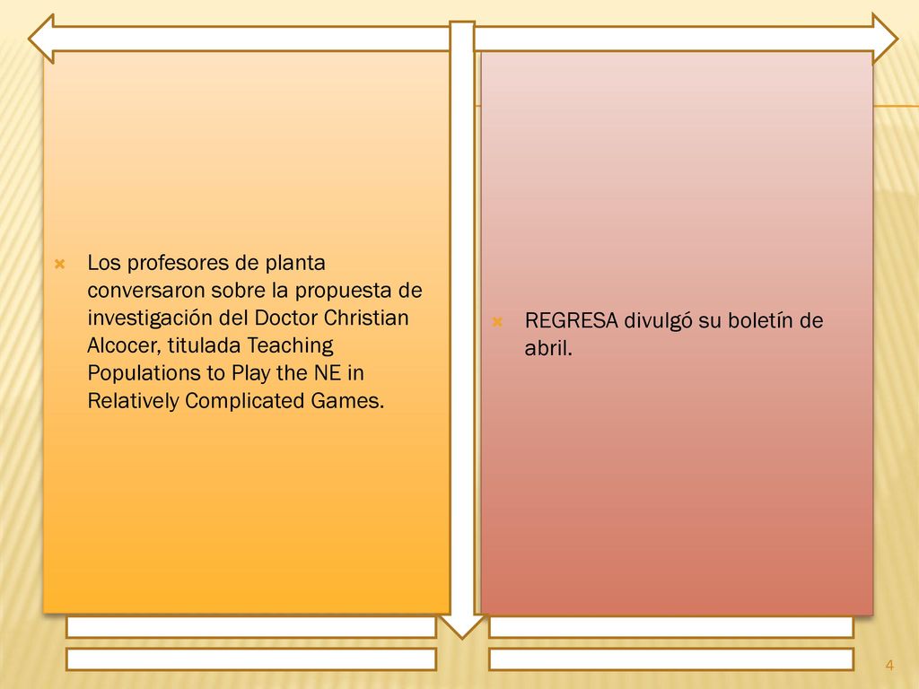 Los profesores de planta conversaron sobre la propuesta de investigación del Doctor Christian Alcocer, titulada Teaching Populations to Play the NE in Relatively Complicated Games.
