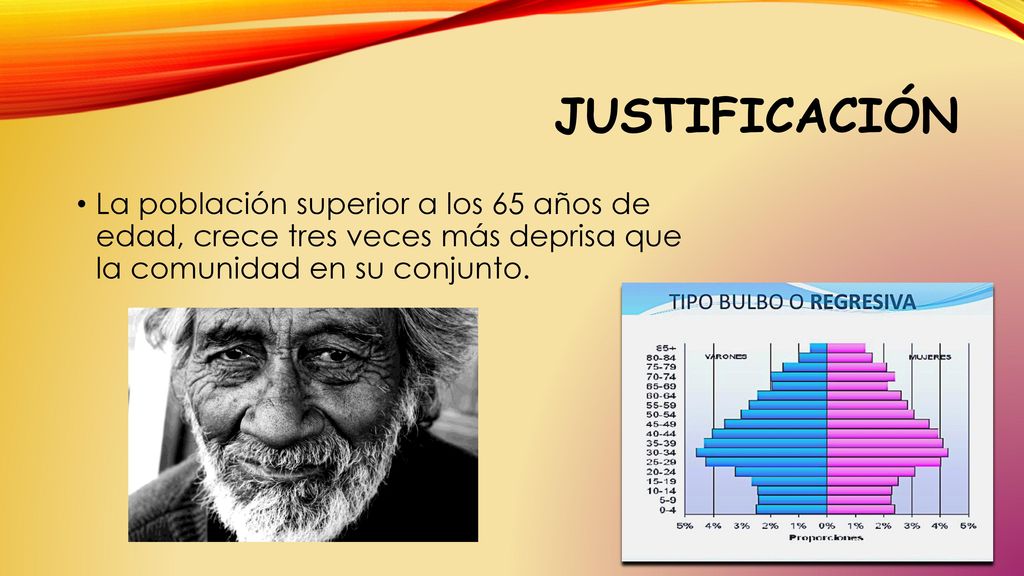 JUSTIFICACIÓN La población superior a los 65 años de edad, crece tres veces más deprisa que la comunidad en su conjunto.
