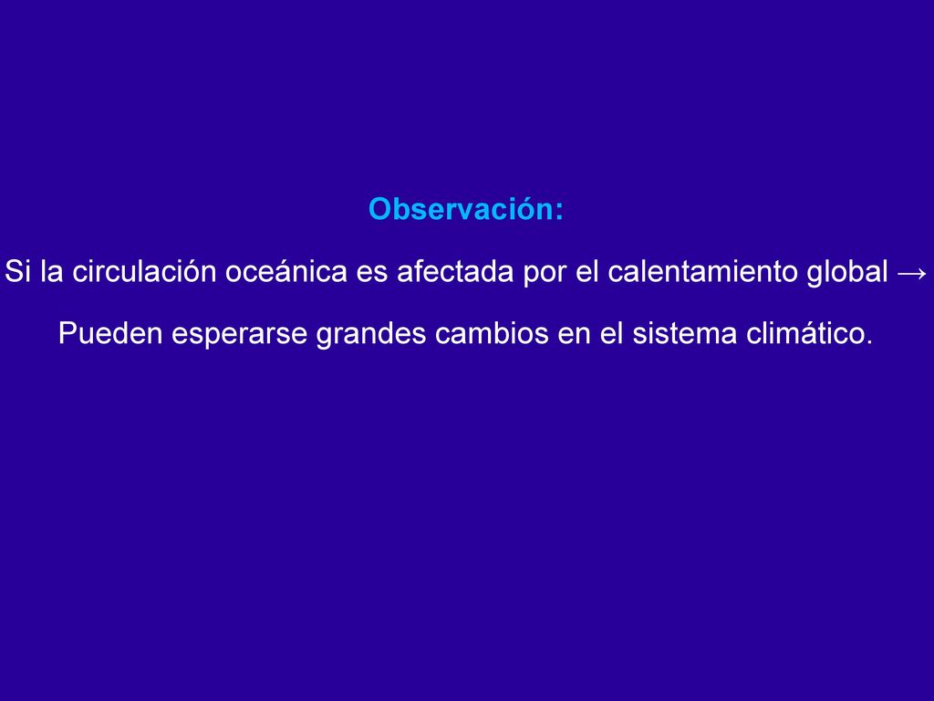 Si la circulación oceánica es afectada por el calentamiento global →