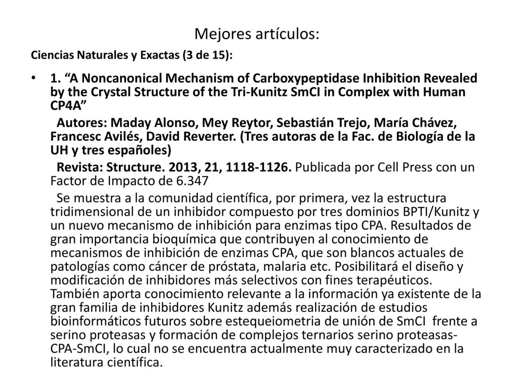 Mejores artículos: Ciencias Naturales y Exactas (3 de 15):