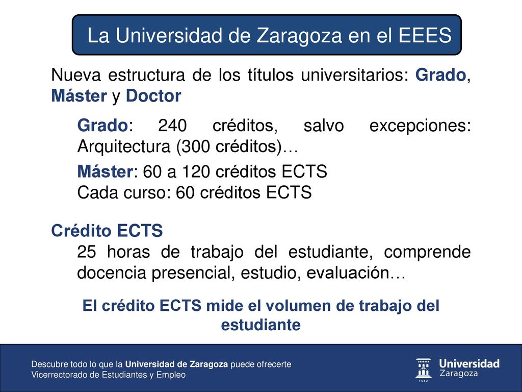 El crédito ECTS mide el volumen de trabajo del estudiante