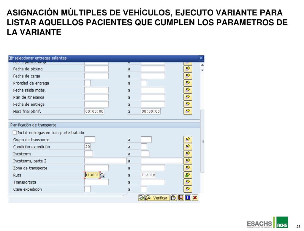 Asignación múltiples de vehículos, ejecuto variante para listar aquellos pacientes que cumplen los parametros de la variante