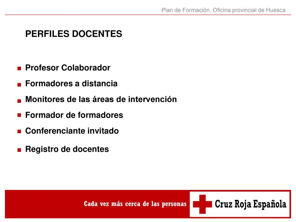 PERFILES DOCENTES Profesor Colaborador Formadores a distancia