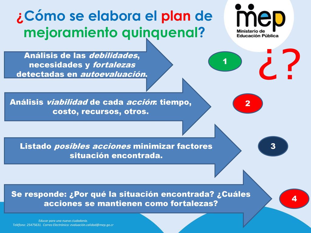 ¿Cómo se elabora el plan de mejoramiento quinquenal