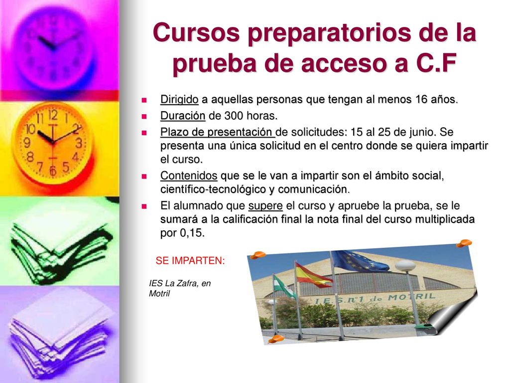 Cursos preparatorios de la prueba de acceso a C.F
