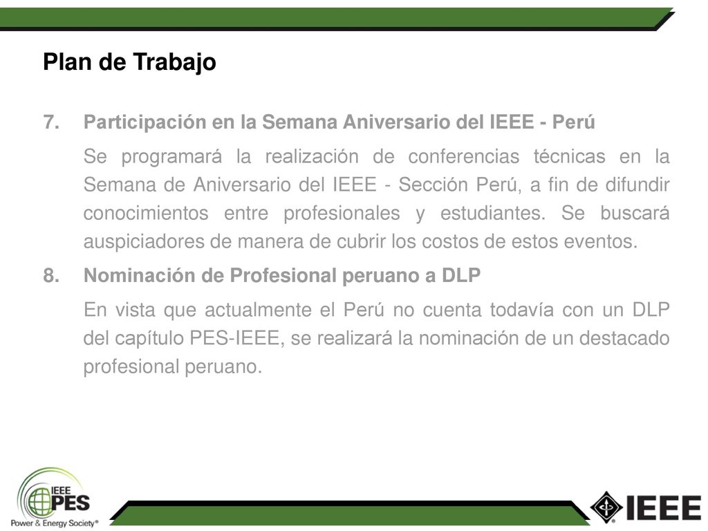 Plan de Trabajo 7. Participación en la Semana Aniversario del IEEE - Perú.