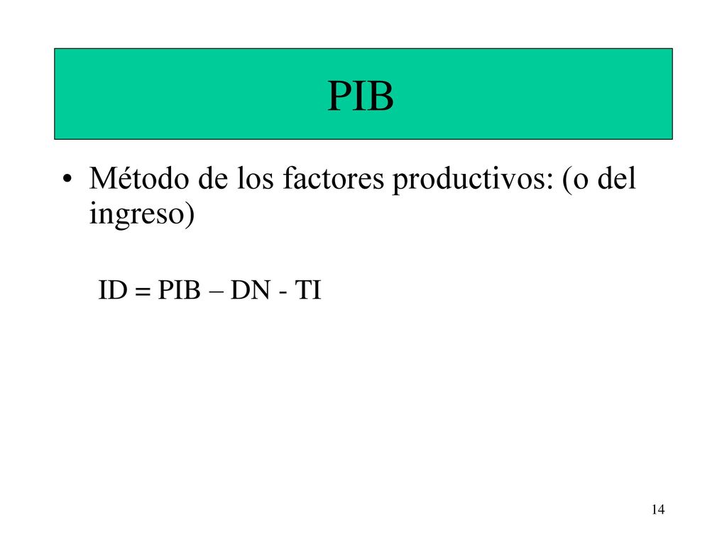 PIB Método de los factores productivos: (o del ingreso)