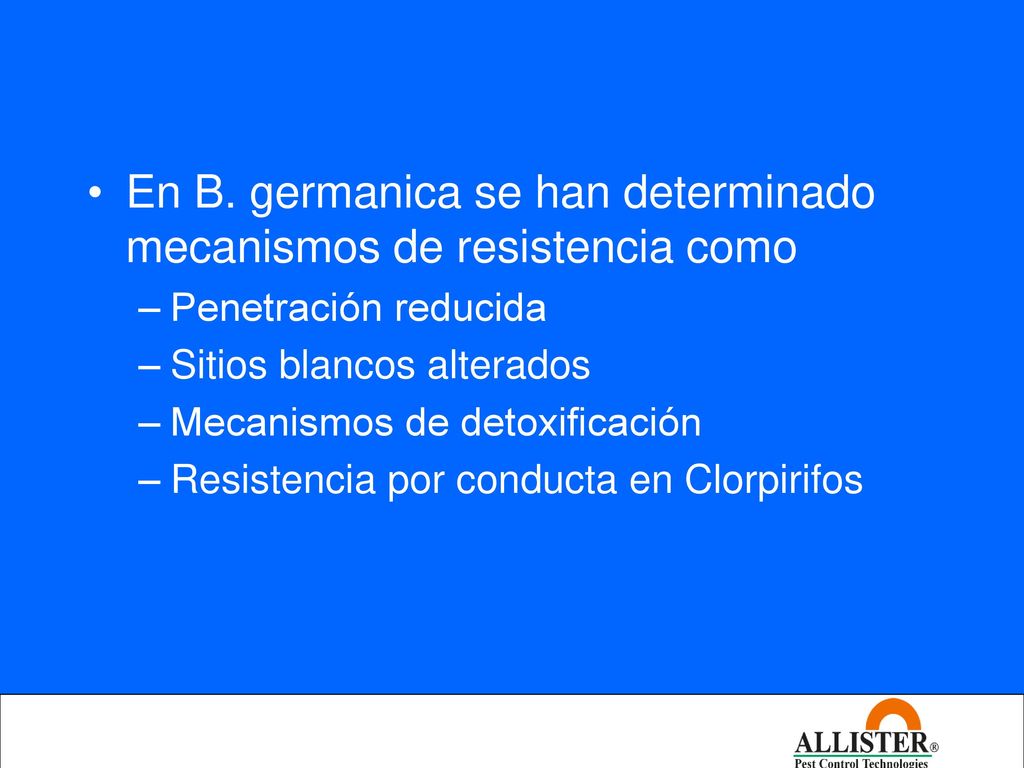 En B. germanica se han determinado mecanismos de resistencia como
