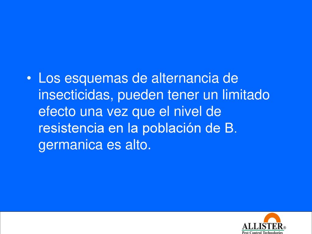 Los esquemas de alternancia de insecticidas, pueden tener un limitado efecto una vez que el nivel de resistencia en la población de B.