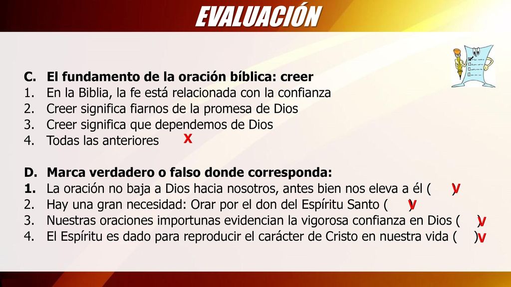 EVALUACIÓN C. El fundamento de la oración bíblica: creer
