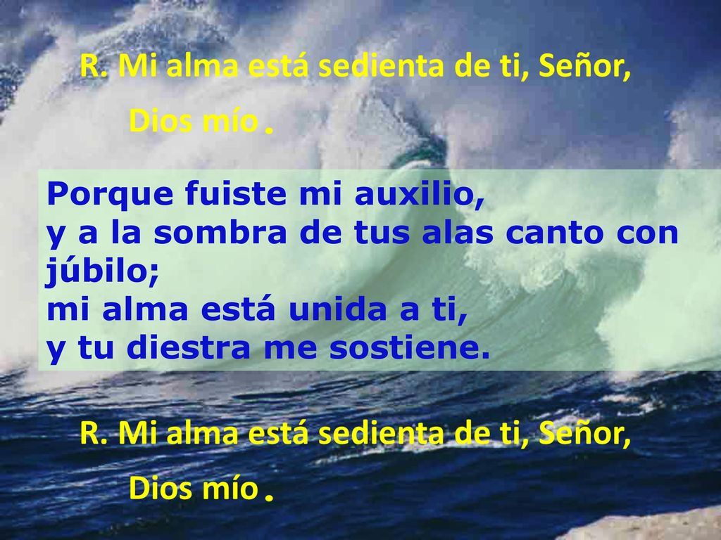 Porque fuiste mi auxilio, y a la sombra de tus alas canto con júbilo; mi alma está unida a ti, y tu diestra me sostiene.