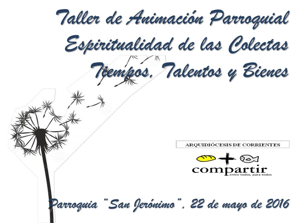Taller de Animación Parroquial Espiritualidad de las Colectas Tiempos, Talentos y Bienes