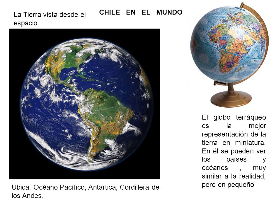 CHILE EN EL MUNDO La Tierra vista desde el espacio.