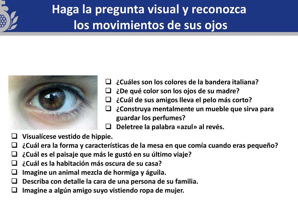 Haga la pregunta visual y reconozca los movimientos de sus ojos
