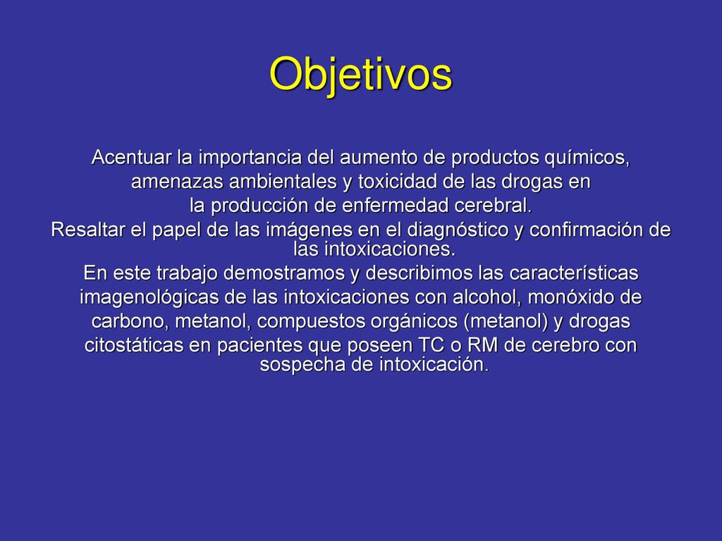 Objetivos Acentuar la importancia del aumento de productos químicos,