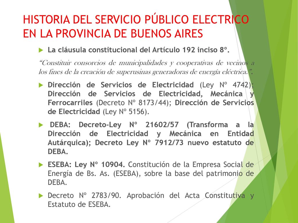 HISTORIA DEL SERVICIO PÚBLICO ELECTRICO EN LA PROVINCIA DE BUENOS AIRES