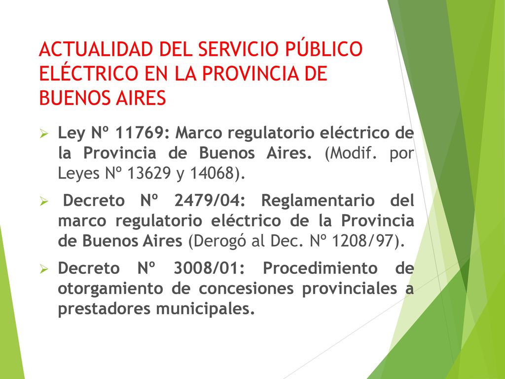 ACTUALIDAD DEL SERVICIO PÚBLICO ELÉCTRICO EN LA PROVINCIA DE BUENOS AIRES