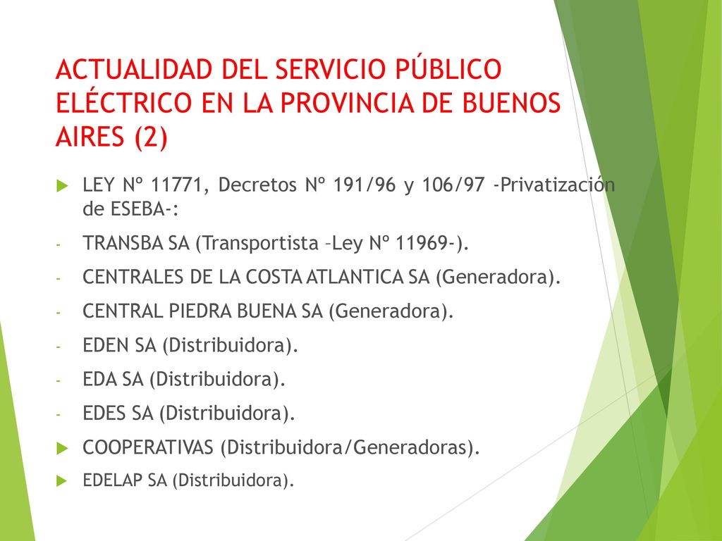 ACTUALIDAD DEL SERVICIO PÚBLICO ELÉCTRICO EN LA PROVINCIA DE BUENOS AIRES (2)