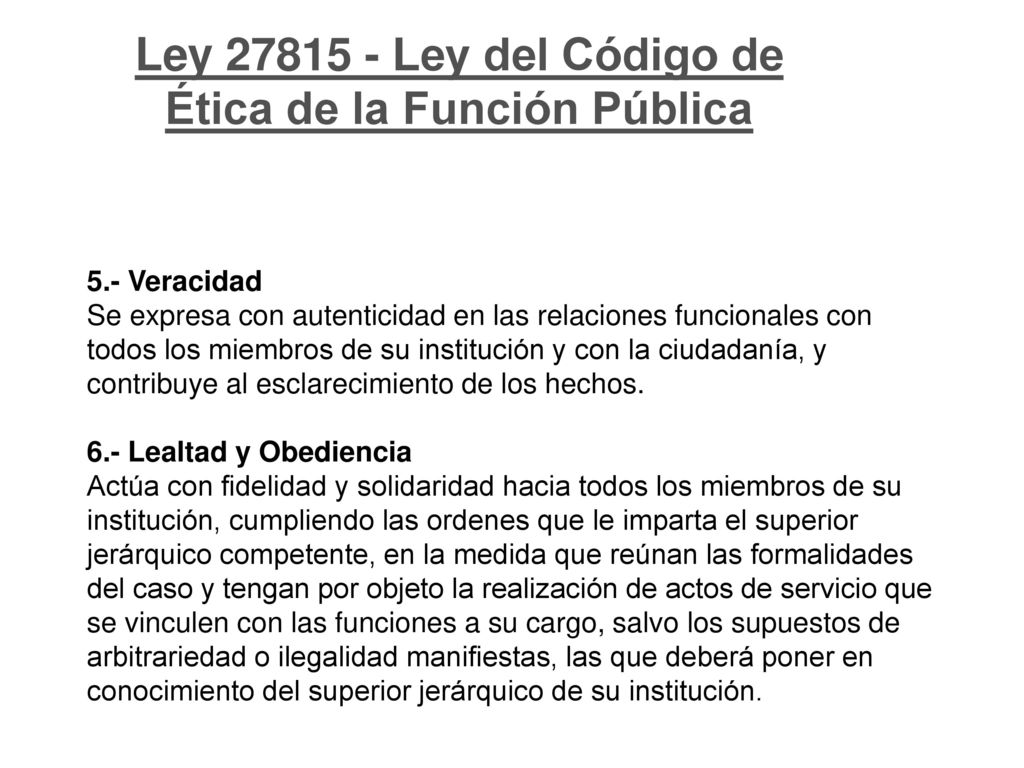 Ley Ley del Código de Ética de la Función Pública