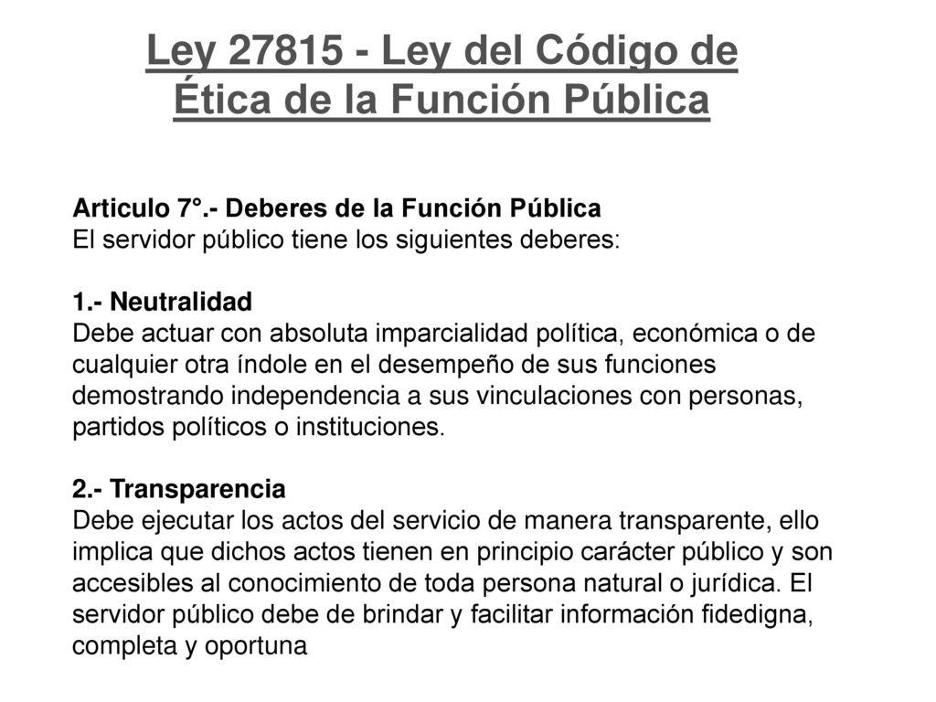 Ley Ley del Código de Ética de la Función Pública
