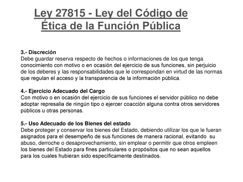 Ley Ley del Código de Ética de la Función Pública