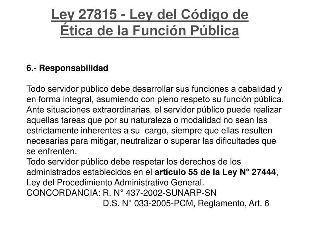 Ley Ley del Código de Ética de la Función Pública