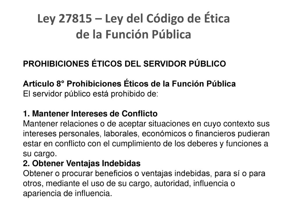 Ley – Ley del Código de Ética de la Función Pública