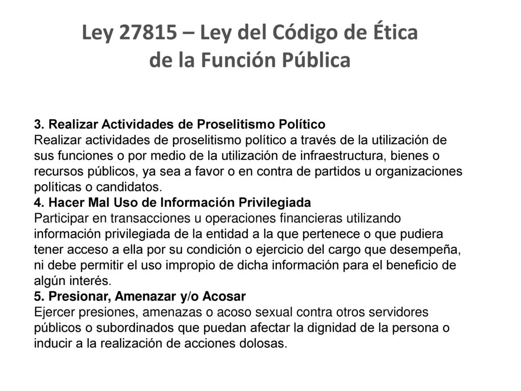 Ley – Ley del Código de Ética de la Función Pública