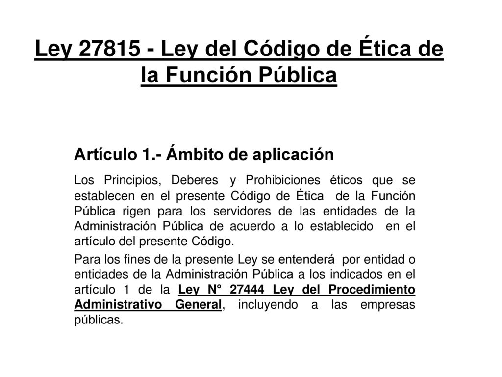 Ley Ley del Código de Ética de la Función Pública