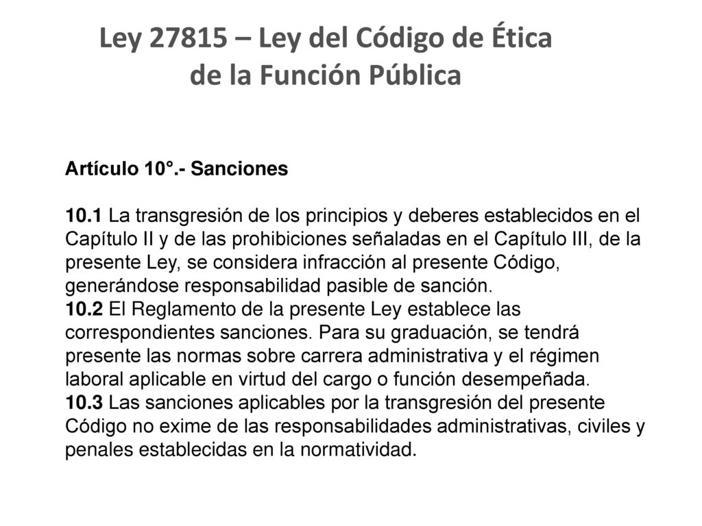 Ley – Ley del Código de Ética de la Función Pública