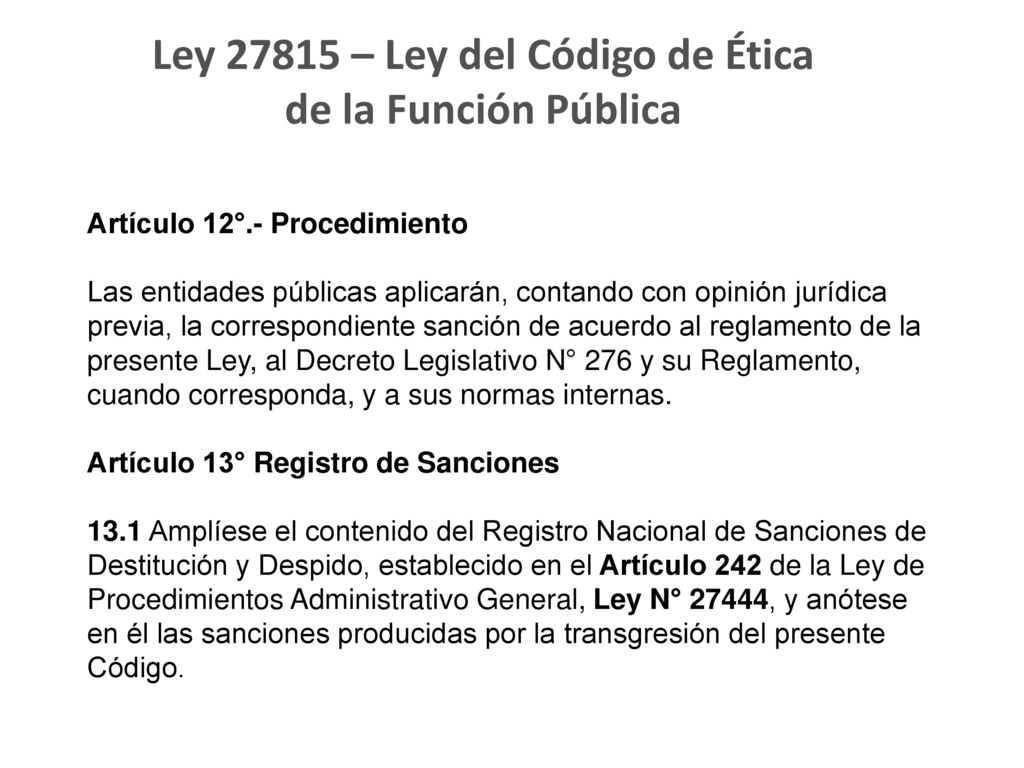 Ley – Ley del Código de Ética de la Función Pública