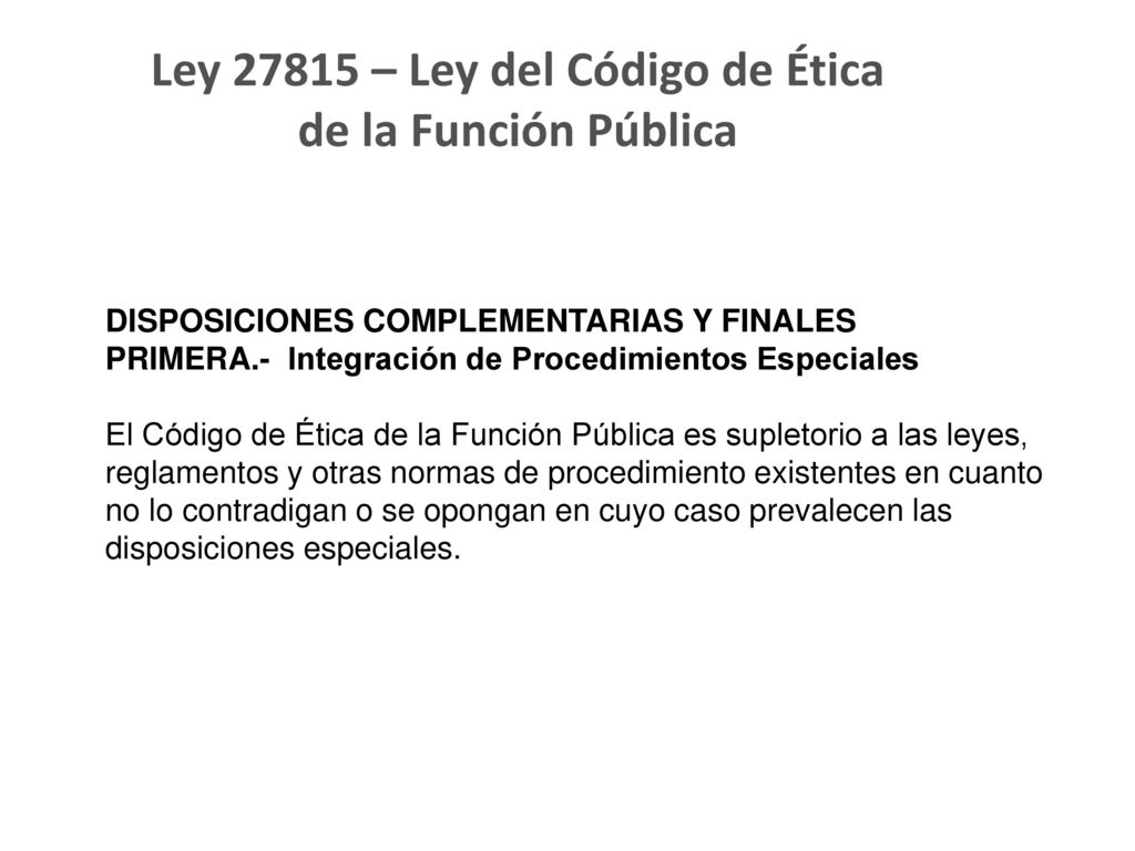Ley – Ley del Código de Ética de la Función Pública