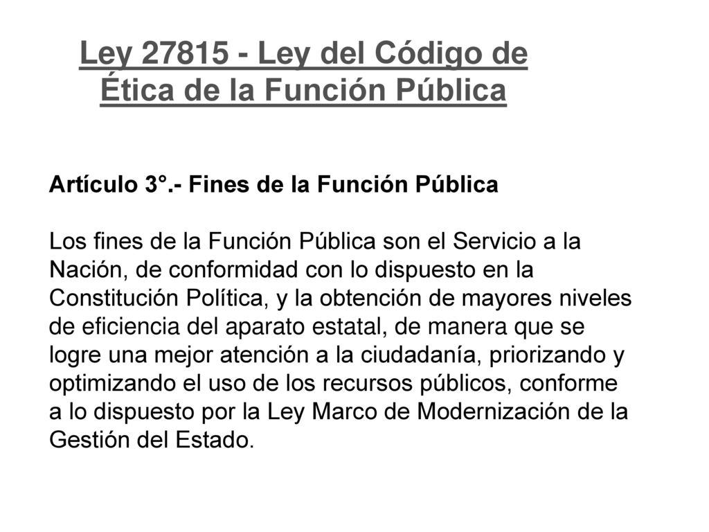Ley Ley del Código de Ética de la Función Pública