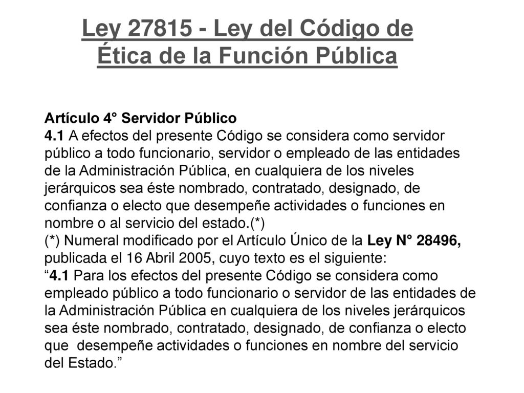 Ley Ley del Código de Ética de la Función Pública