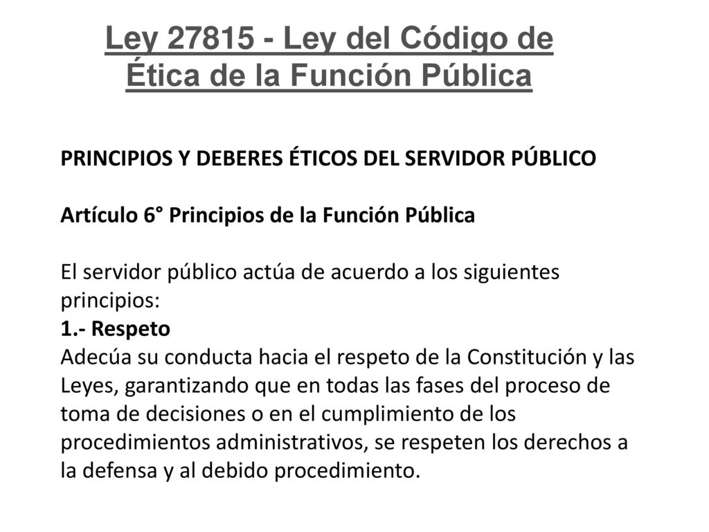 Ley Ley del Código de Ética de la Función Pública