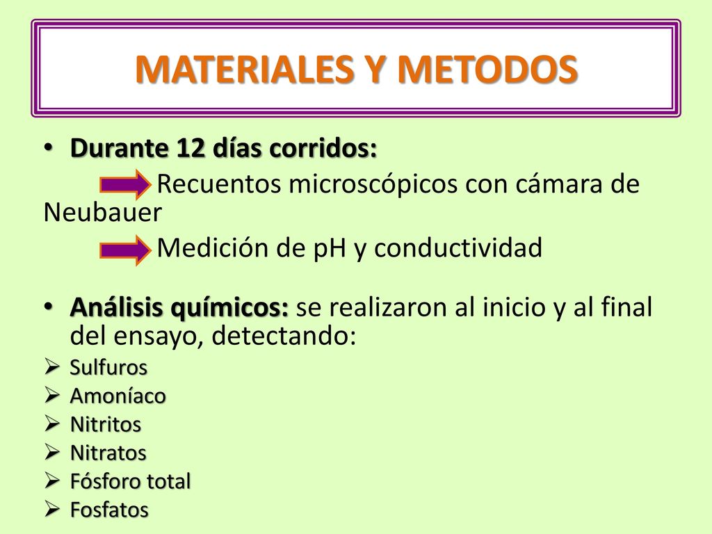 MATERIALES Y METODOS Durante 12 días corridos: