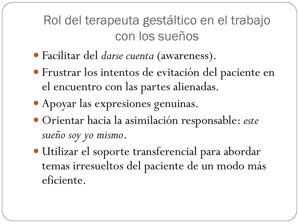 Rol del terapeuta gestáltico en el trabajo con los sueños