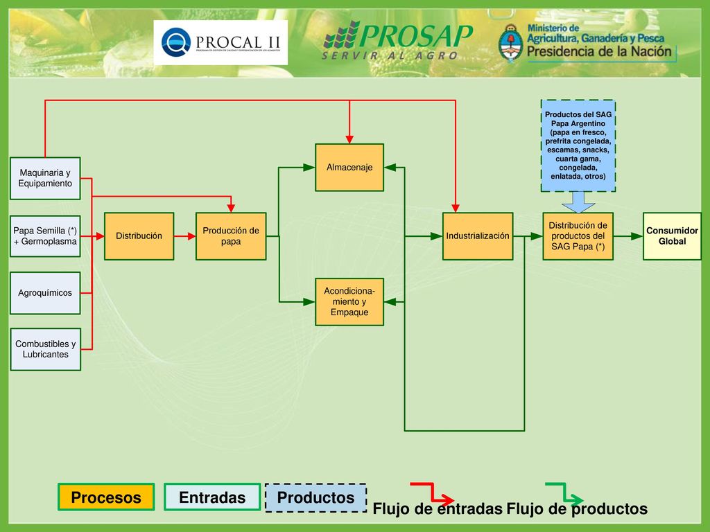 Procesos Entradas Productos Flujo de entradas Flujo de productos
