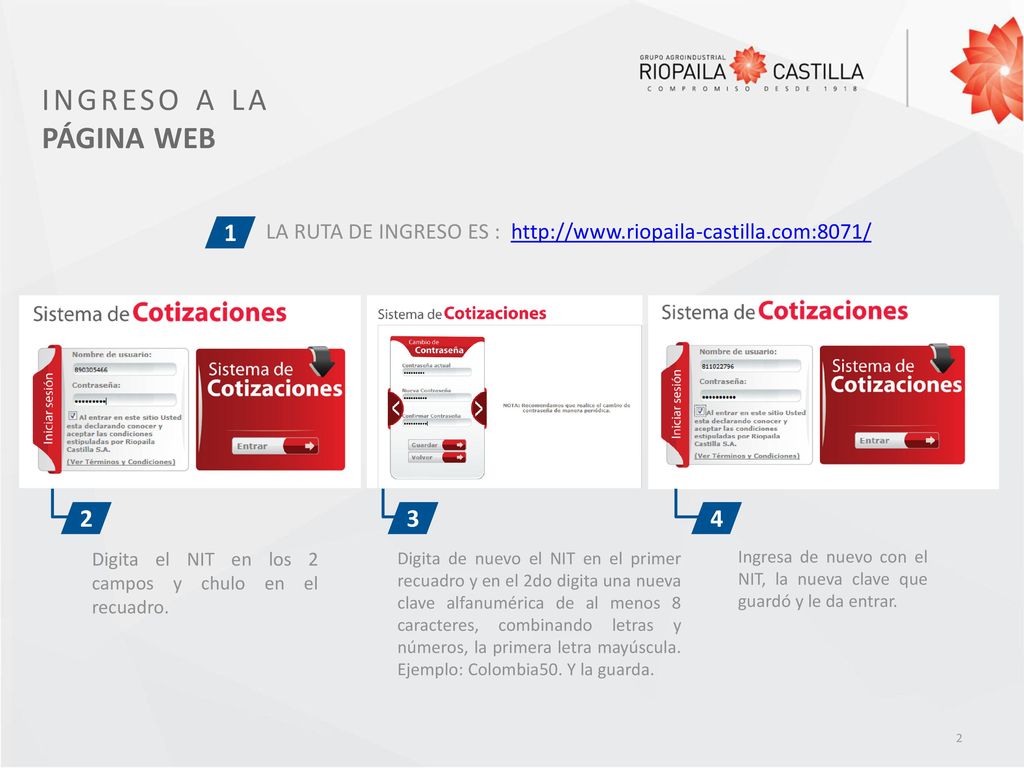 ingreso a la página web. 1. LA RUTA DE INGRESO ES :