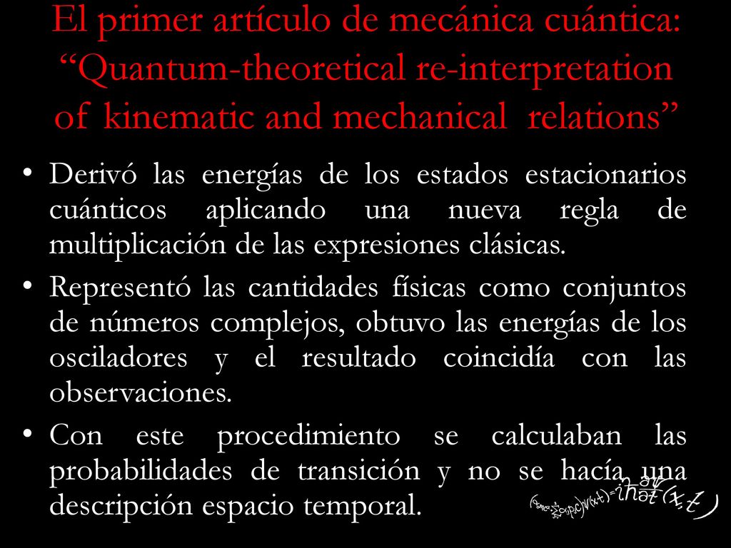 El primer artículo de mecánica cuántica: Quantum-theoretical re-interpretation of kinematic and mechanical relations