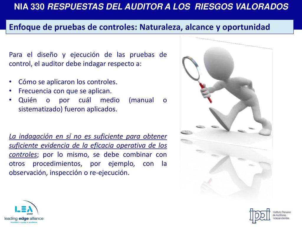 Enfoque de pruebas de controles: Naturaleza, alcance y oportunidad