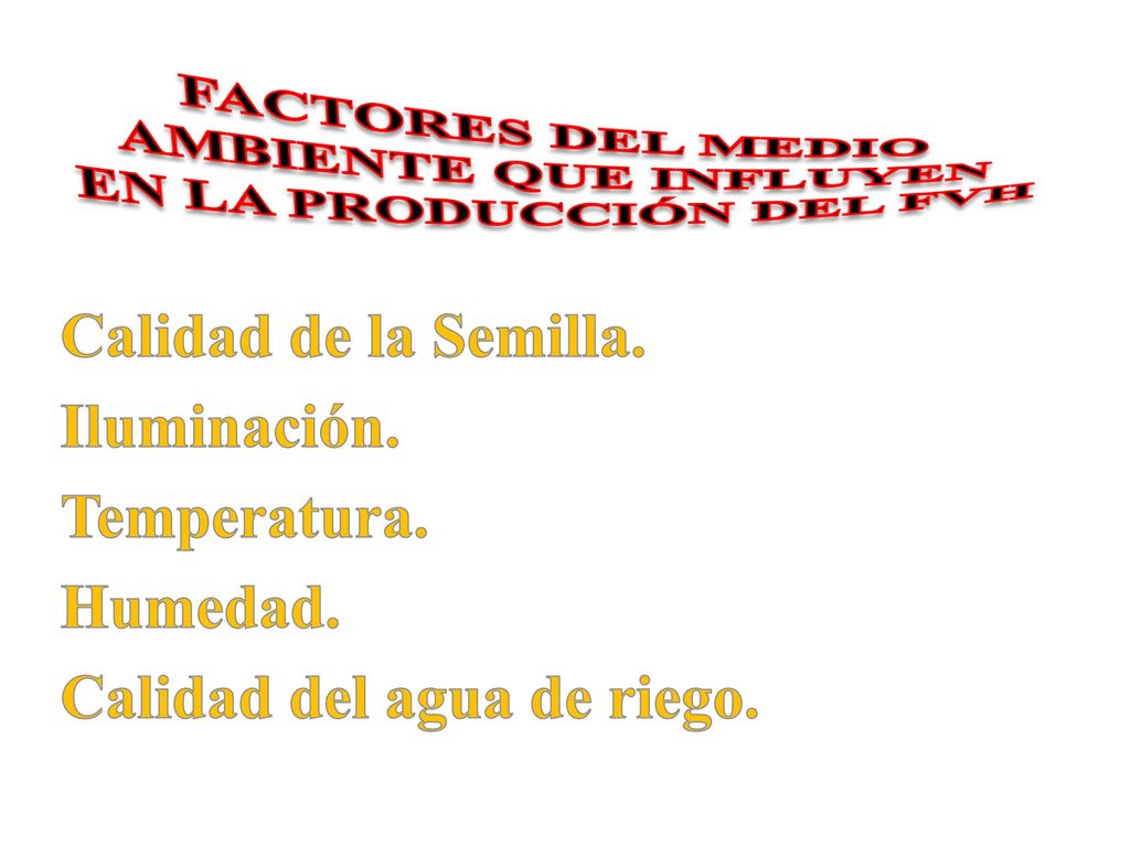 FACTORES DEL MEDIO AMBIENTE QUE INFLUYEN EN LA PRODUCCIÓN DEL FVH