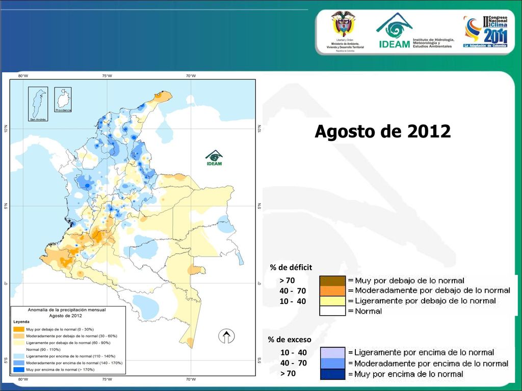 Agosto de 2012 % de déficit > % de exceso